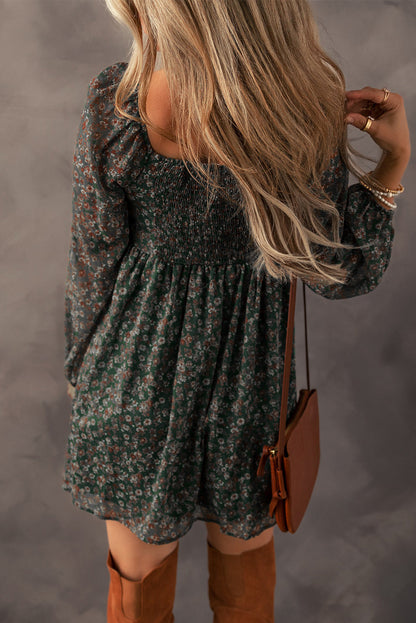 green floral dress
