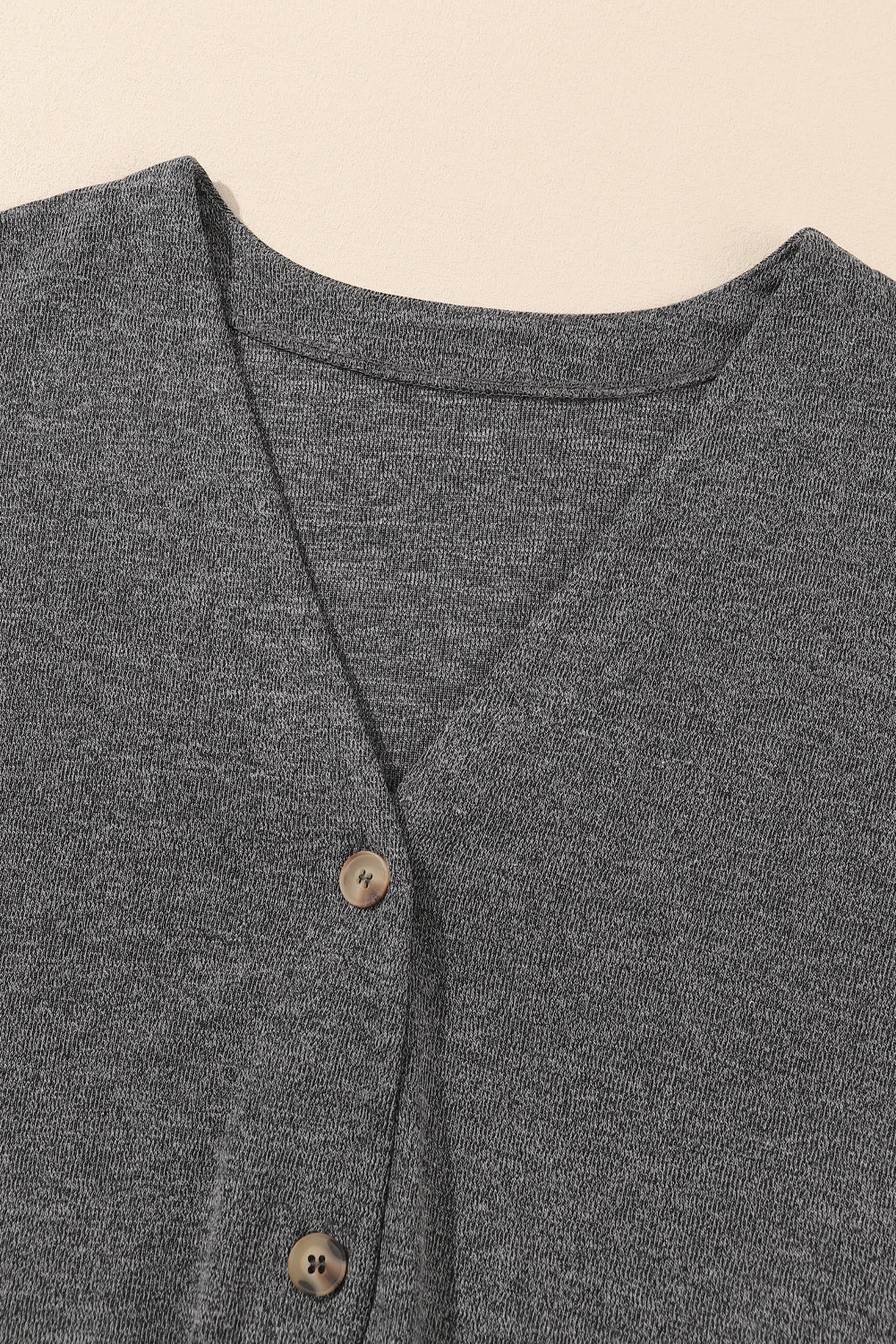 Gray Heather V-Neck Knit Cardigan with Front Pockets