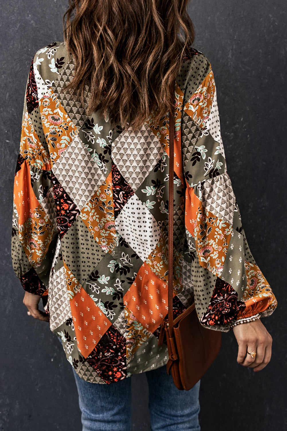 Green Floral Square Neck Boho Blouse