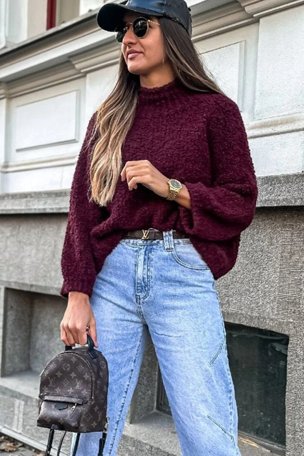 Burgundy top