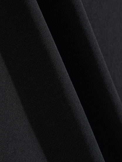 Black Solid Ruffled Puff Sleeve V Neck Plus Size Mini Dress