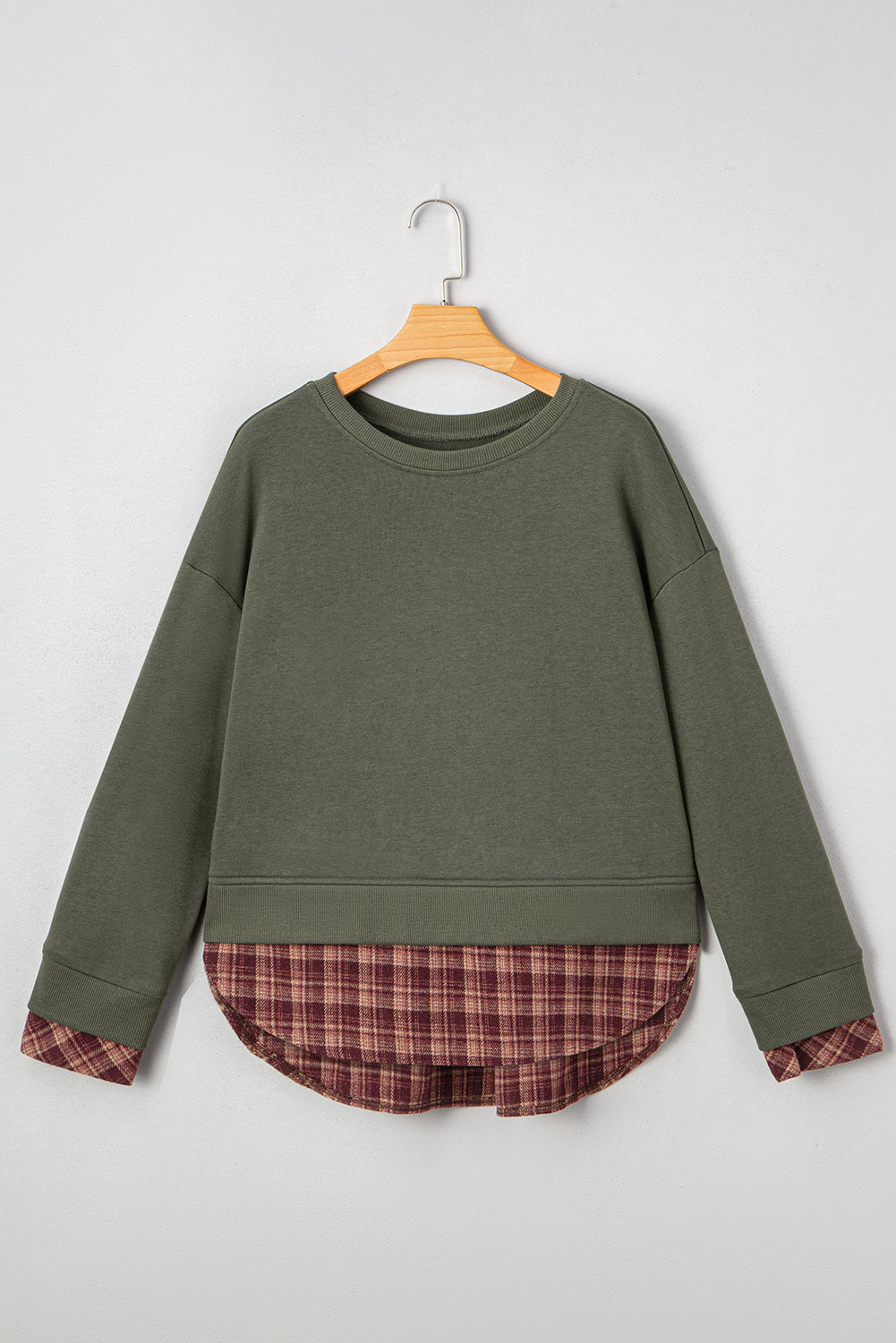 plaid patchwork sweatshirt