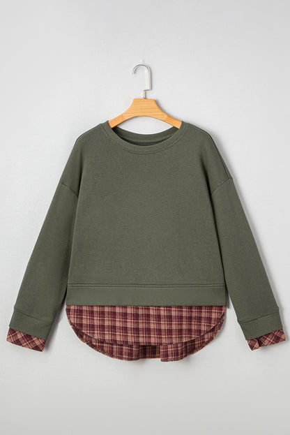 plaid patchwork sweatshirt