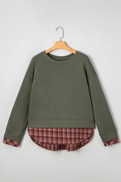 plaid patchwork sweatshirt