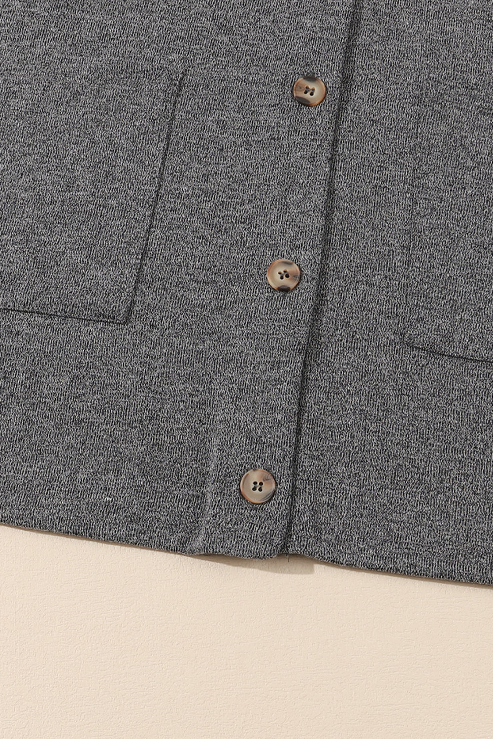 Gray Heather V-Neck Knit Cardigan with Front Pockets