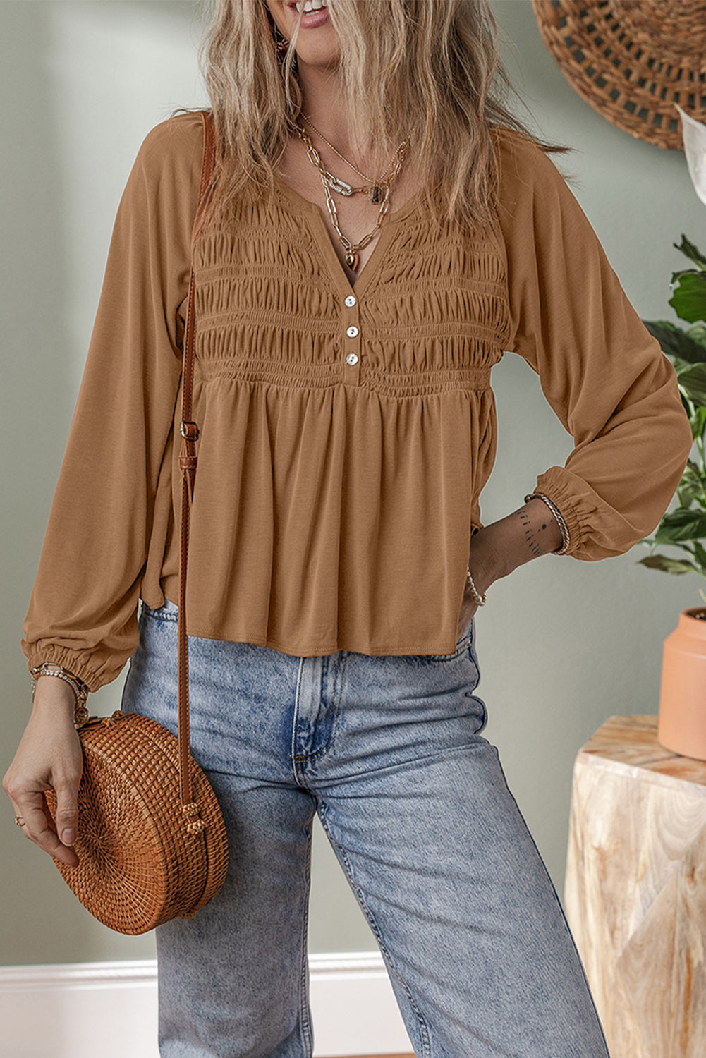 split v neck blouse