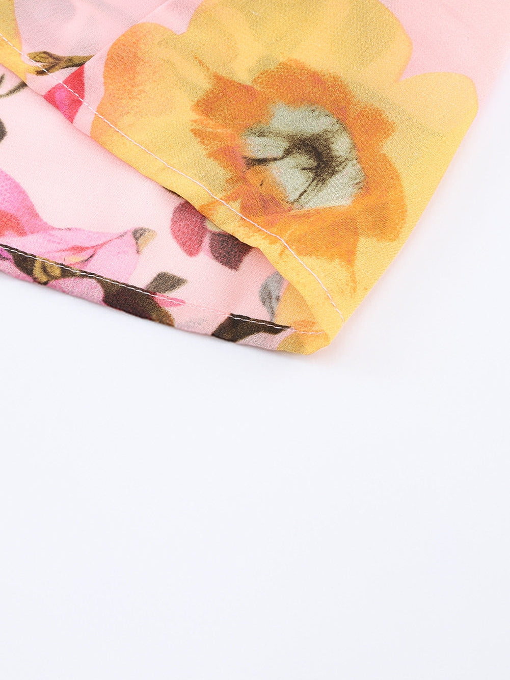 Floral Delight Pink Ruffle Tiered Puff Sleeve Blouse