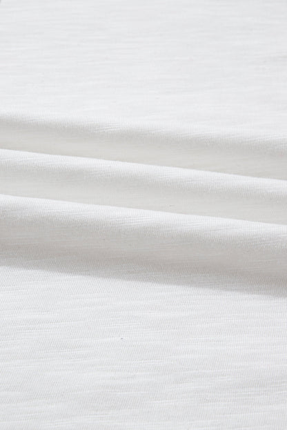 White Contrast Block Mixed Textured Knit Patchwork Casual Top