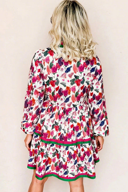 floral print long sleeve mini dress