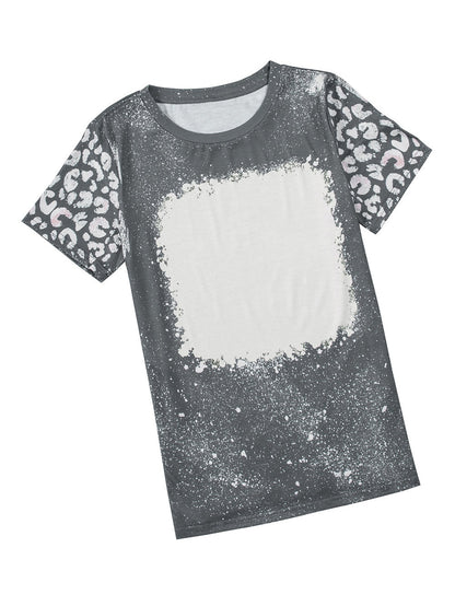 Gray Leopard Tie Dye Short Sleeve T-shirt