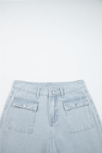 stripe wide leg jeans