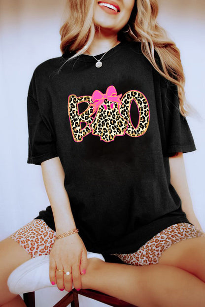 black graphic tee