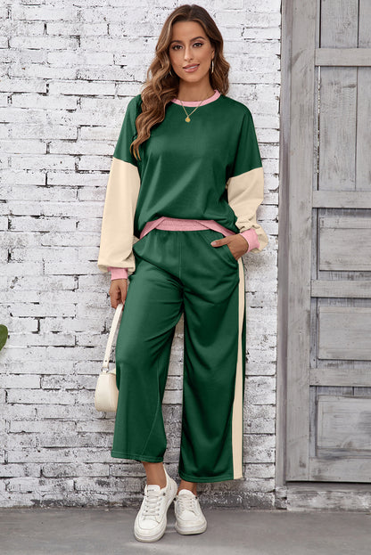 color block pant set
