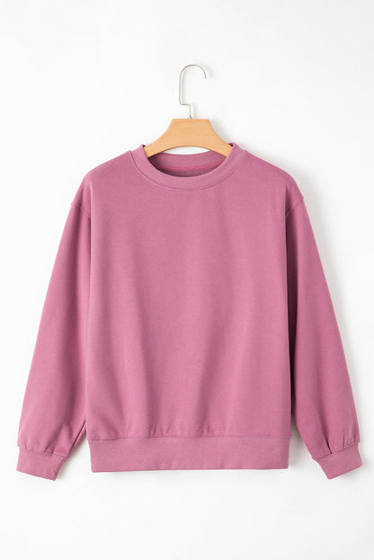 Meadow Mauve Solid Fleece Lined Drop Shoulder Terry Sweatshirt