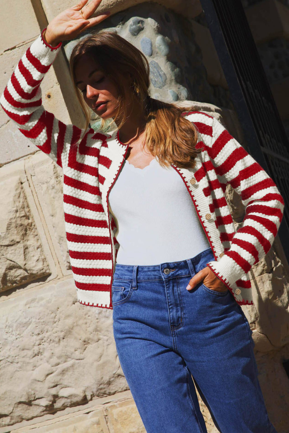 striped cardigan womens