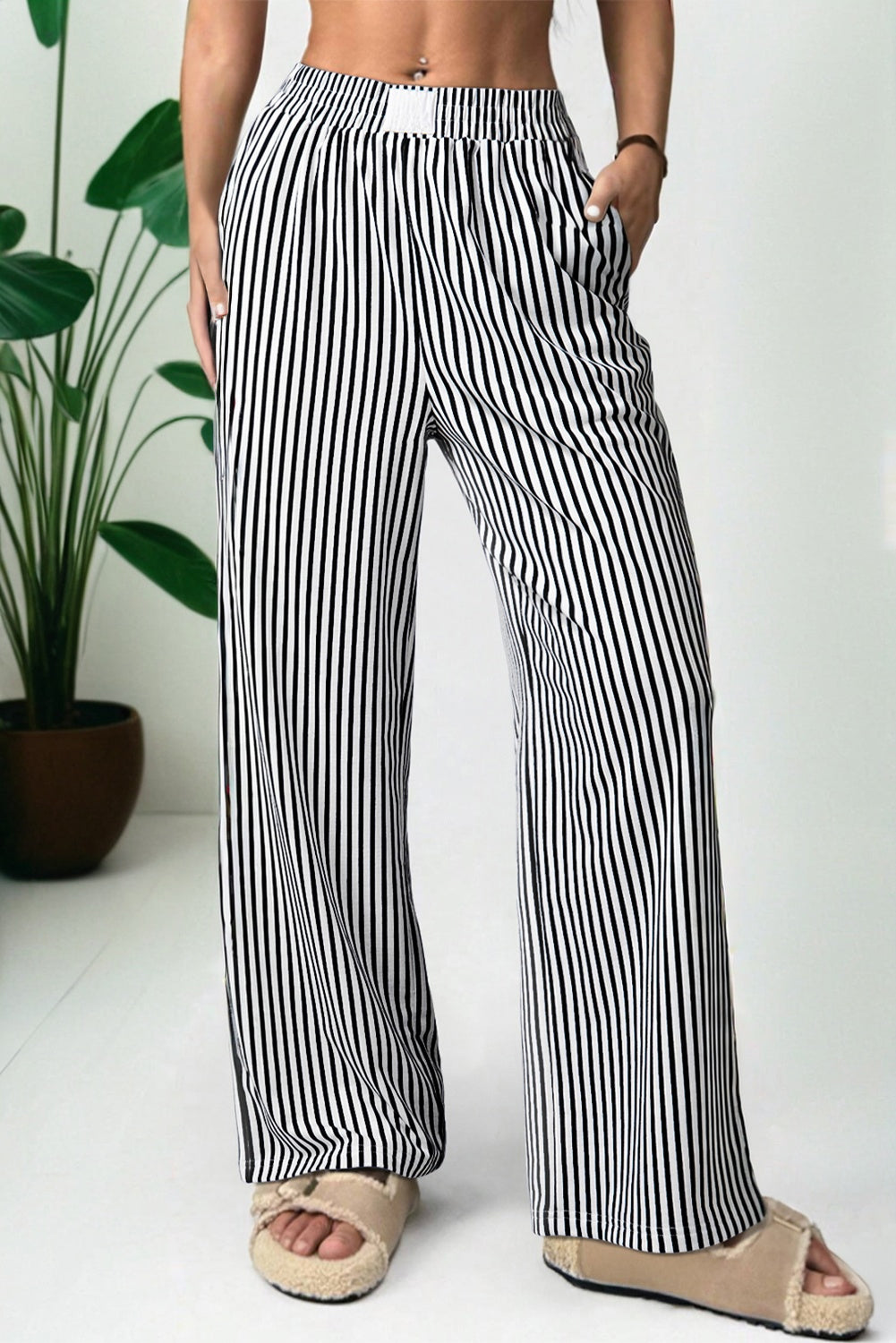 striped casual pants