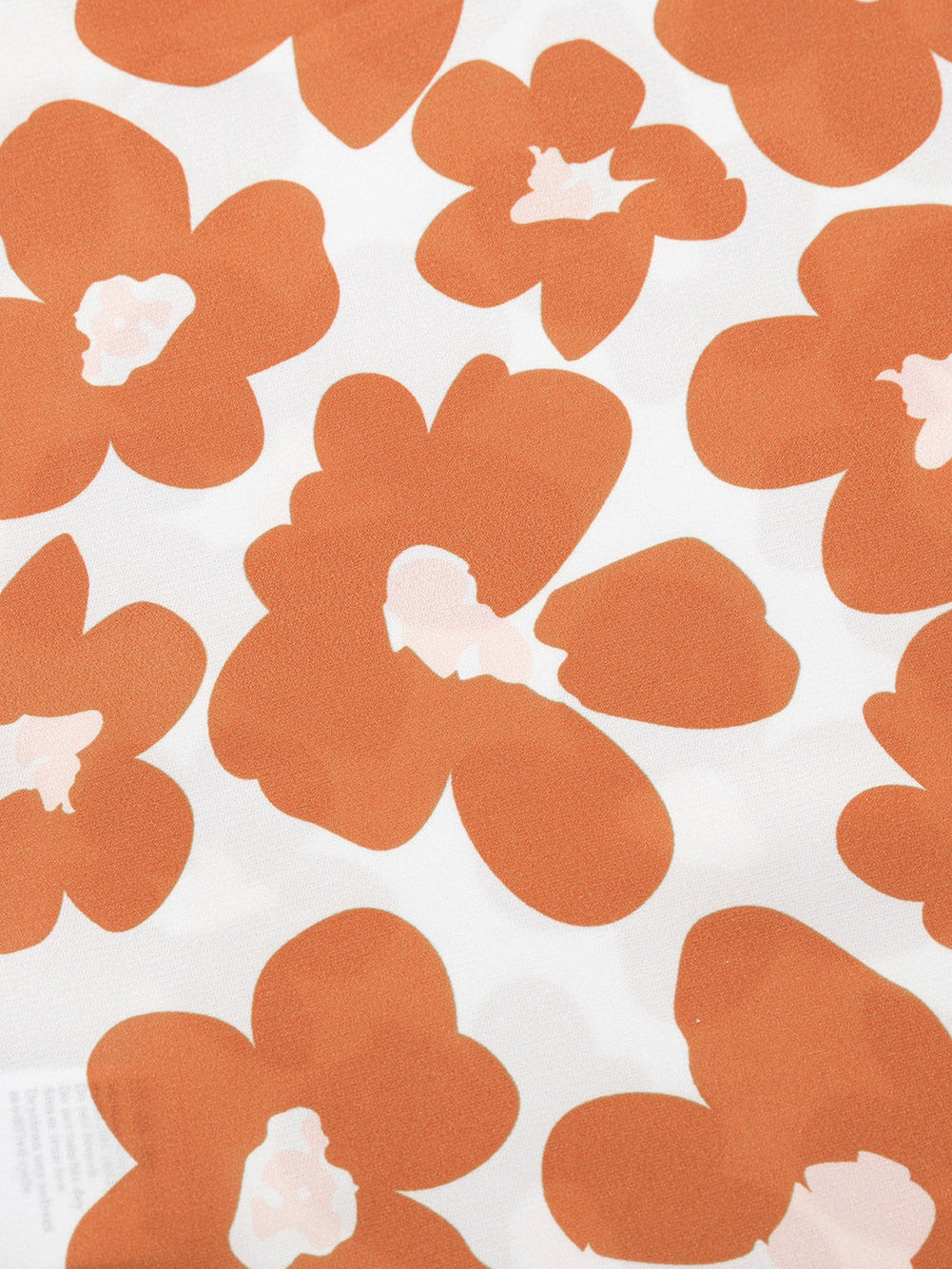 Orange Floral Print Plus Size V Neck Short Sleeve Blouse with Drawstring