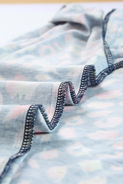 Leopard Patchwork Crew Neck Plus Size Tee
