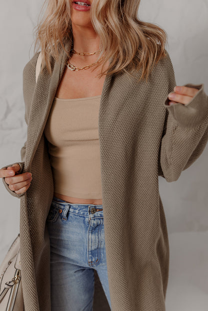 DUNE Solid Color Textured Knit Open Front Oversize Midi Sweater Cardigan