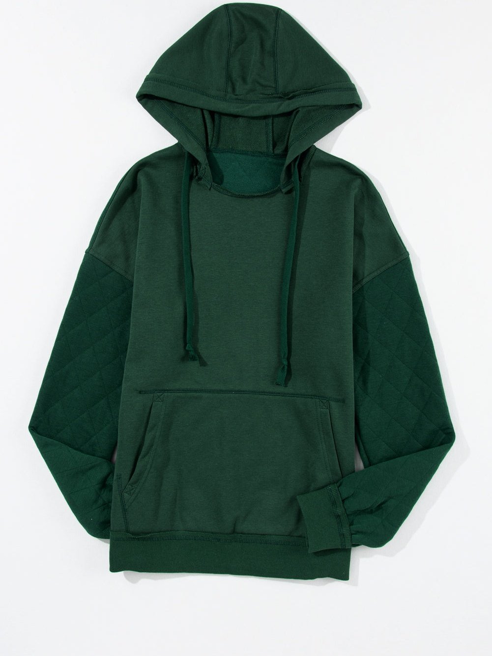 Green Quilted Patchwork Hoodie with Vintage Flair