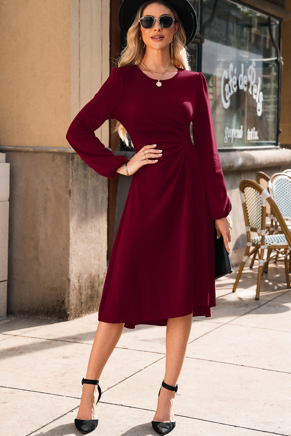 solid midi dress