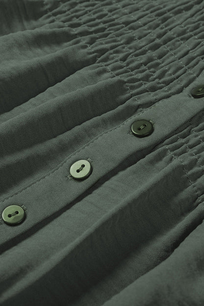 Green Buttoned Frill Tank Top