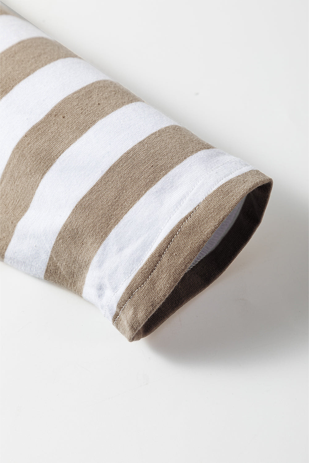 Khaki Boat Neck Striped Long Sleeve Top