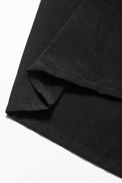 Curvy Black Swing Dress with Half Puff Sleeves