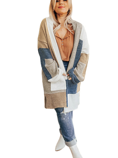 Colorblock Knit Cardigan for Curvy Figures