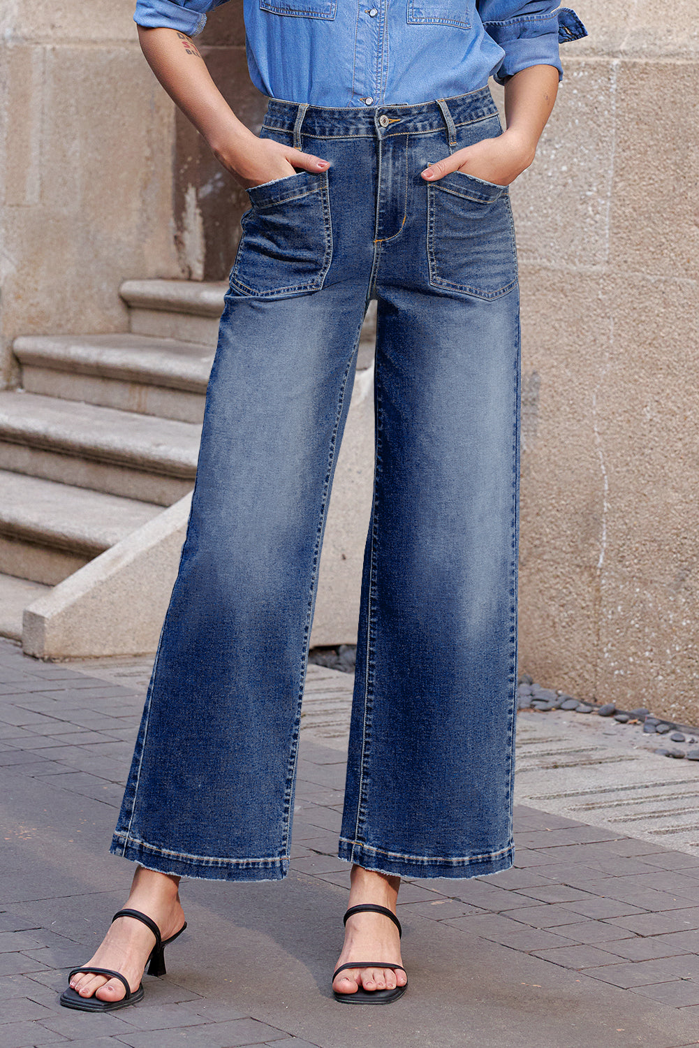 patch pocket jeans