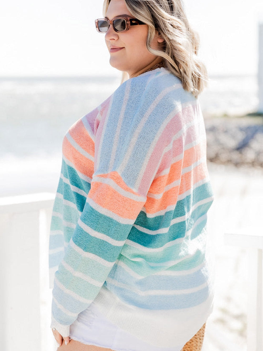 Vibrant Striped Plus Size Sweater for Winter