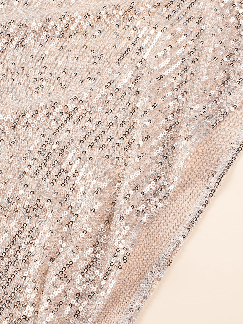 Apricot Plus Size Sequined V Neck Boxy Top