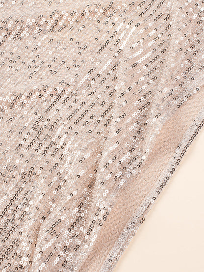 Apricot Plus Size Sequined V Neck Boxy Top