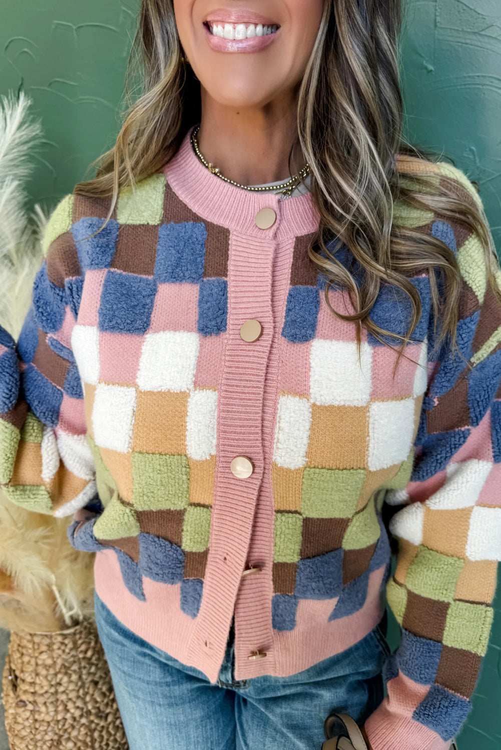 checkered cardigan womens