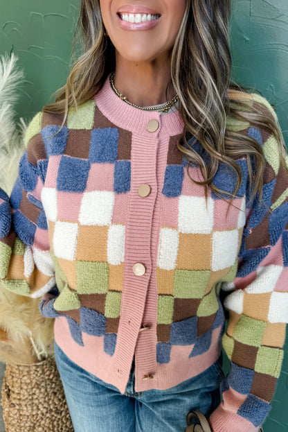 checkered cardigan womens