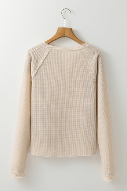 textured knit long sleeve top