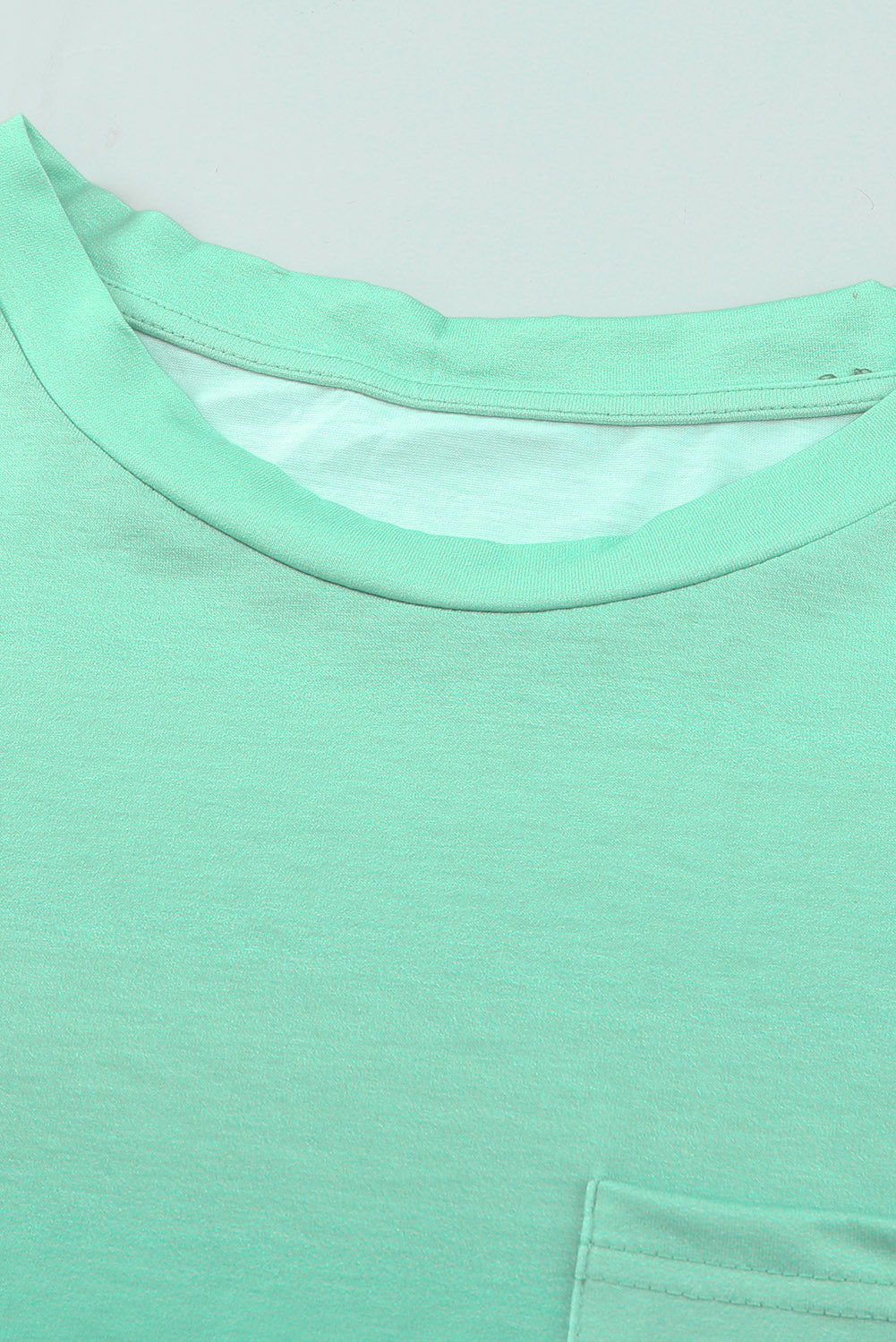 Green Striped Short Sleeve T-Shirt with Pocket and Gradient Color Detail