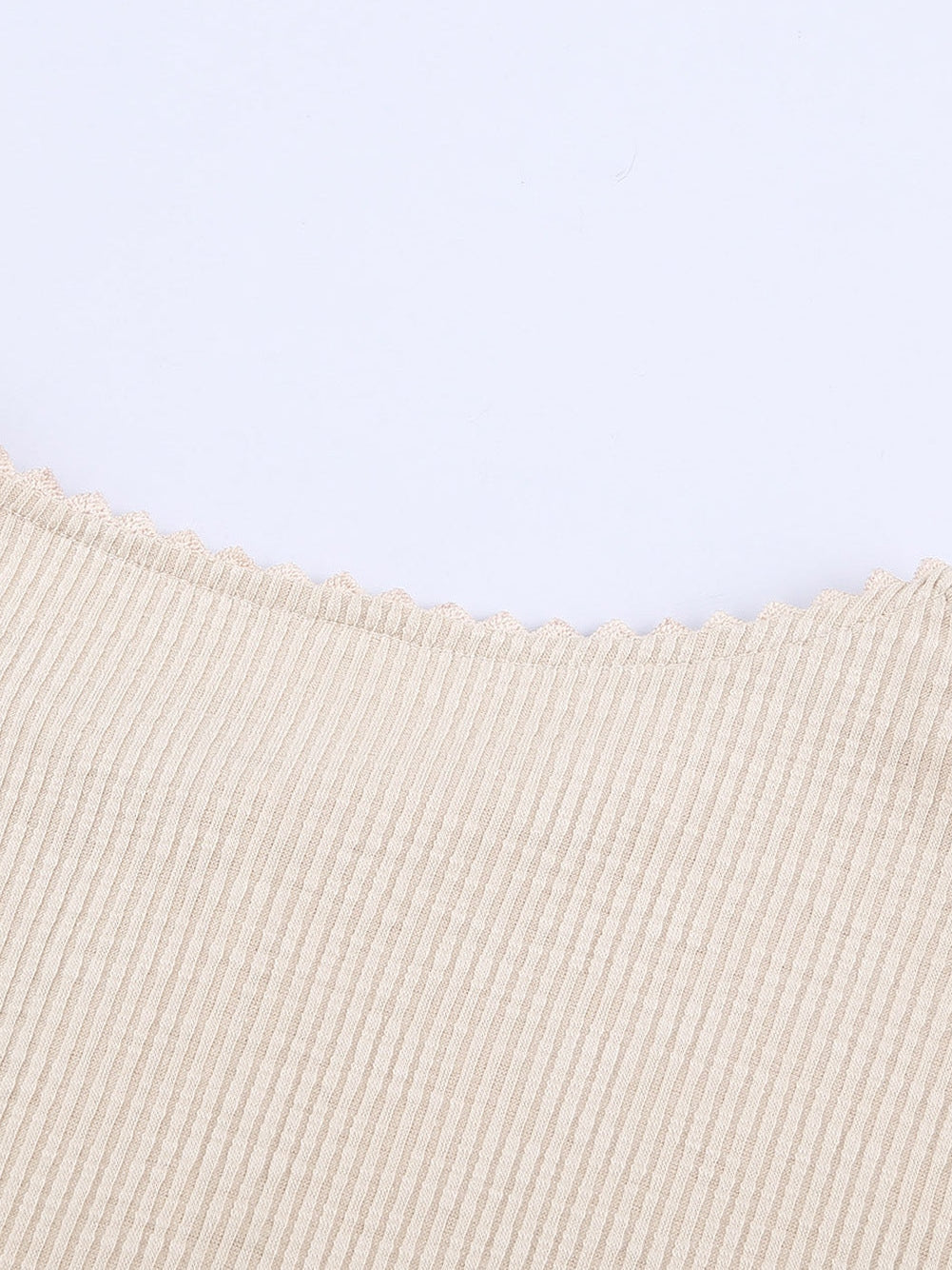 Beige Crochet Lace Sleeve Button Detail Top