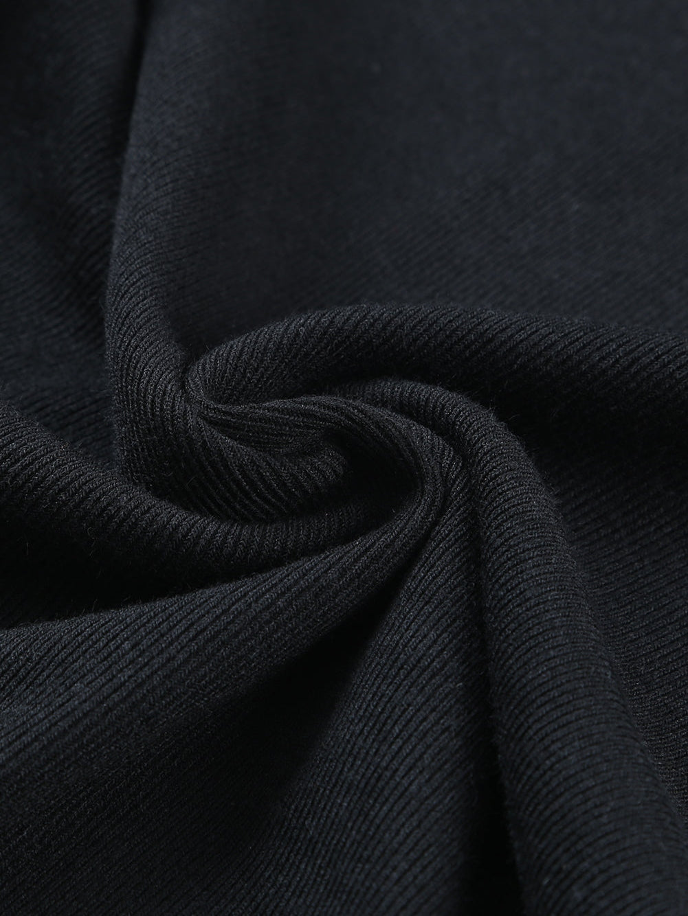 Elegant Black Ribbed Ruffle Sleeve U Neck Top