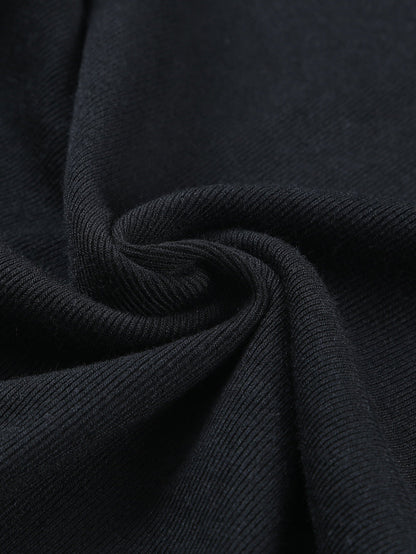 Elegant Black Ribbed Ruffle Sleeve U Neck Top