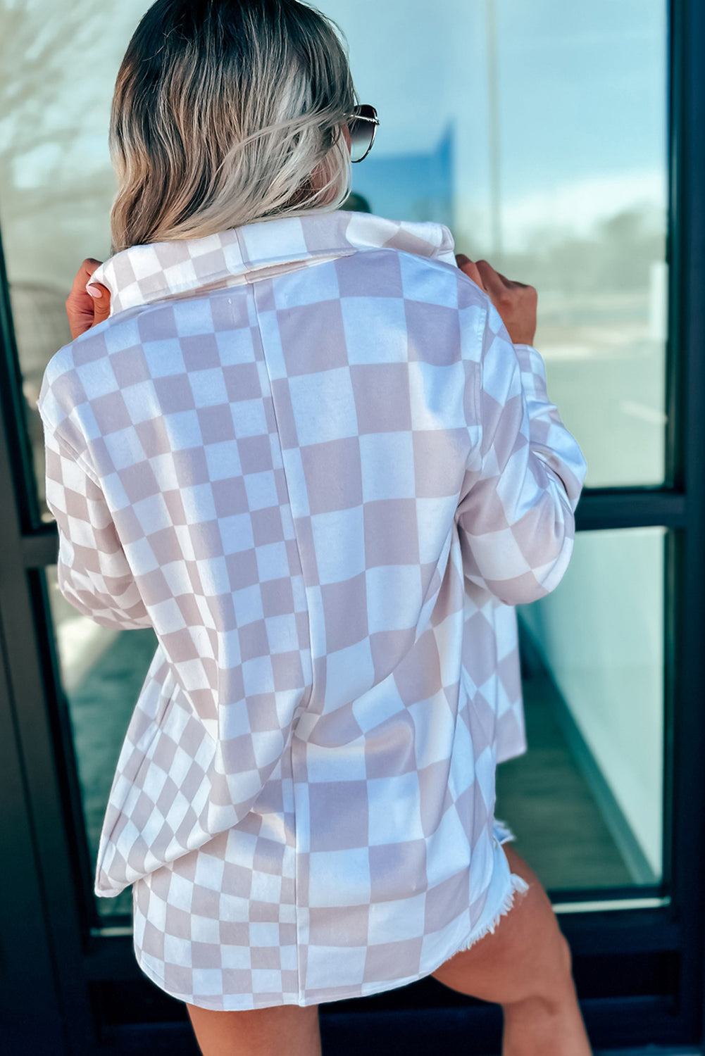 Khaki Checkered Buttoned Down Casual Western Jacket