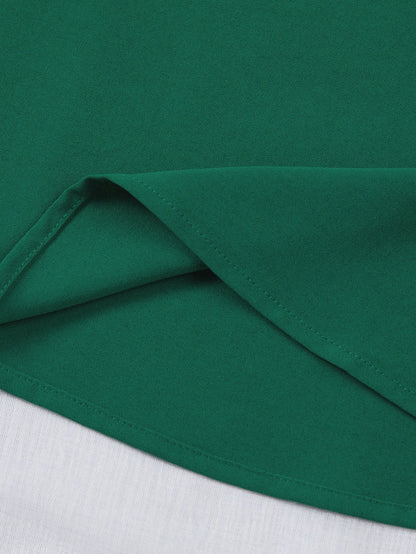 Green Sheer Flare Sleeve V Neck Casual Blouse