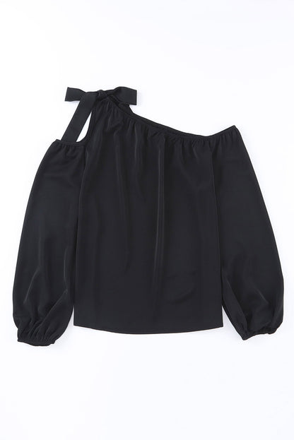 Chiffon Temperament Off Shoulder Tie Loose Blouse