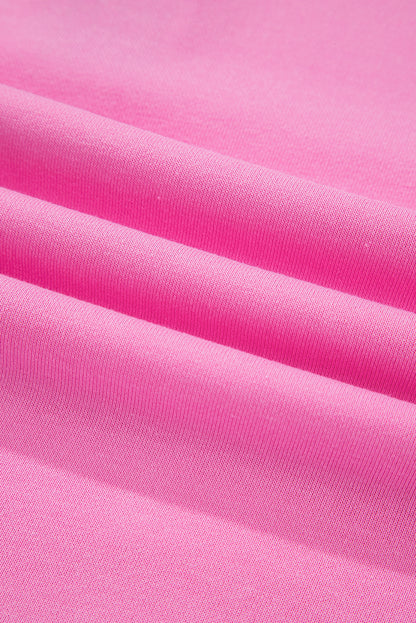 Pink Contrast Striped Collar Patchwork Puff Sleeve Ruffle Hem Mini Dress