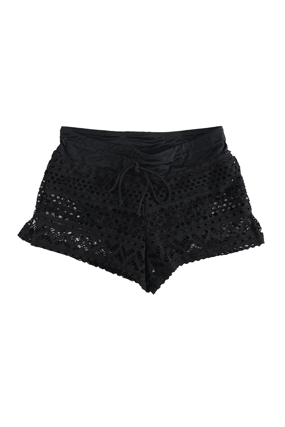 Black Lace Swim Shorts with Attached Briefs