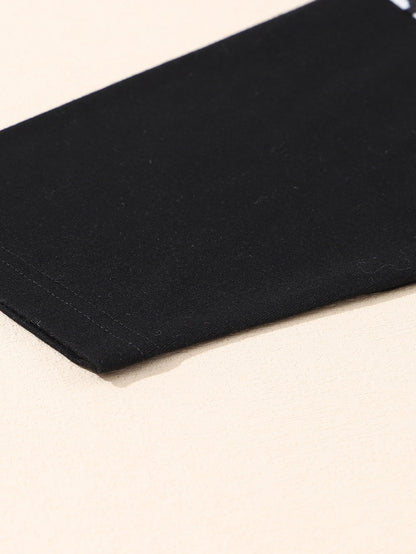 Black Plus Size Striped Leopard Patch Sleeve Ruffle Tiered Dress