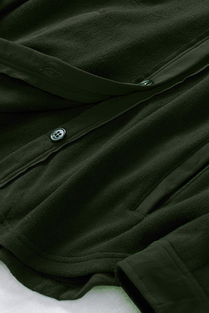 Green Stylish Button-Up Shirt Jacket with Collar