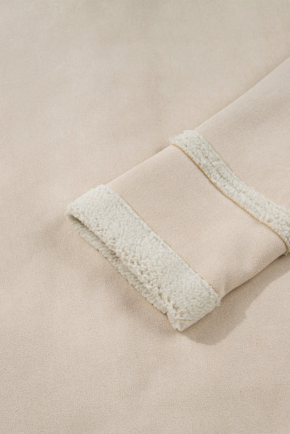 Parchment Suede Sherpa Lined Western Loose Jacket
