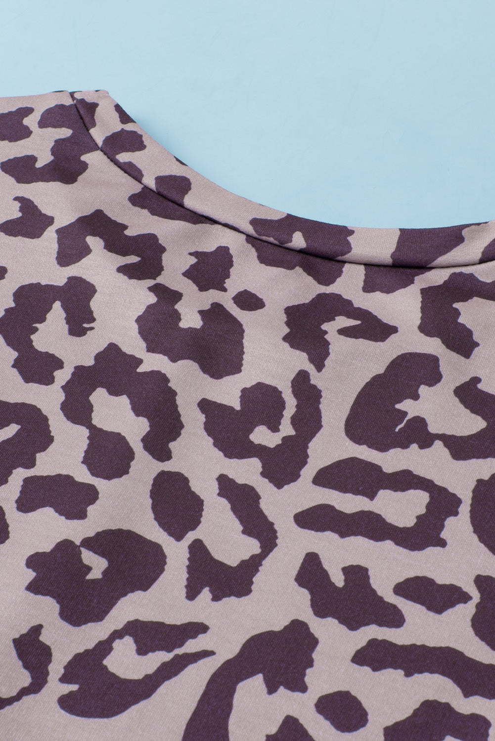 Elegant Black Leopard Print Bishop Sleeve Slit Top