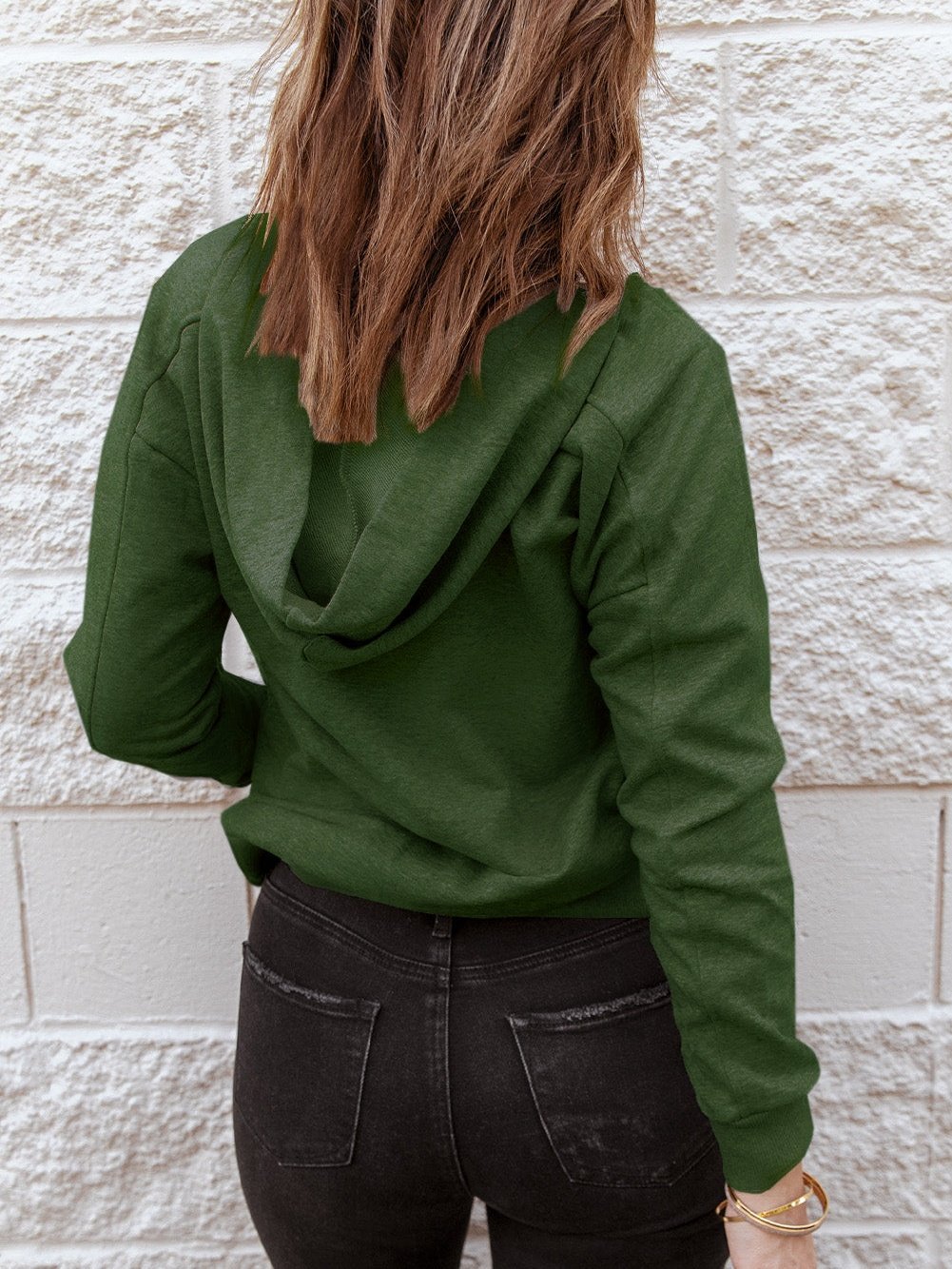 Elegant Green Lace-Up Hoodie for a Stylish Look